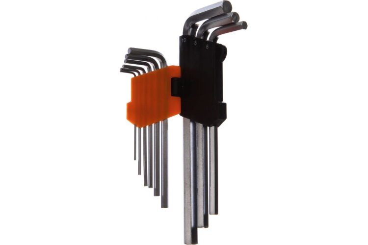 AV-362109. Набор ключей Г-образных HEX удлиненных 1,5-10мм 9 предметов, AV Steel