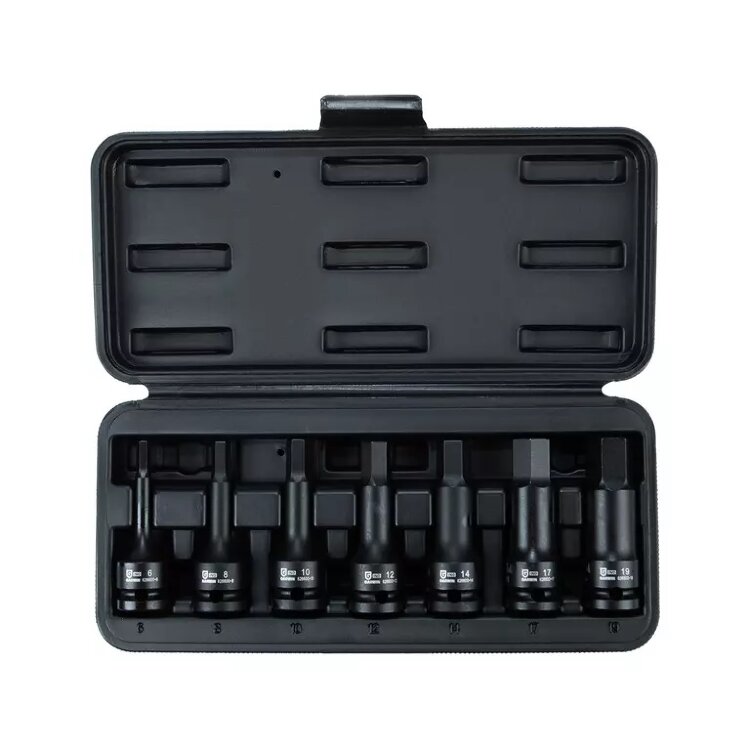 626600-SET7. Набор ударных головок 1/2" 7 пр. HEX 8-19 мм, L= 78 mm,GARWIN