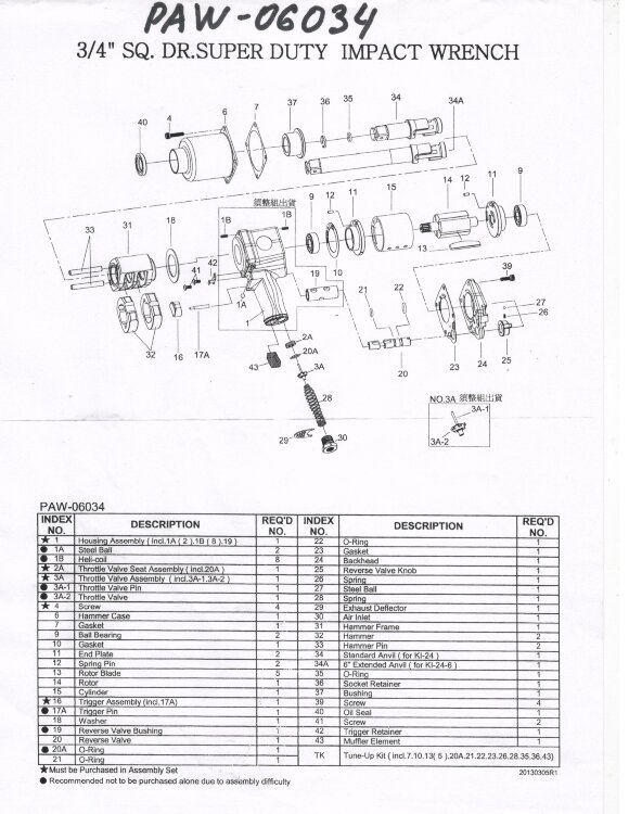 PAW-06034-13. Пластина ротора пневмопривода к гайковерту 3/4" PAW-06034 (комплект)