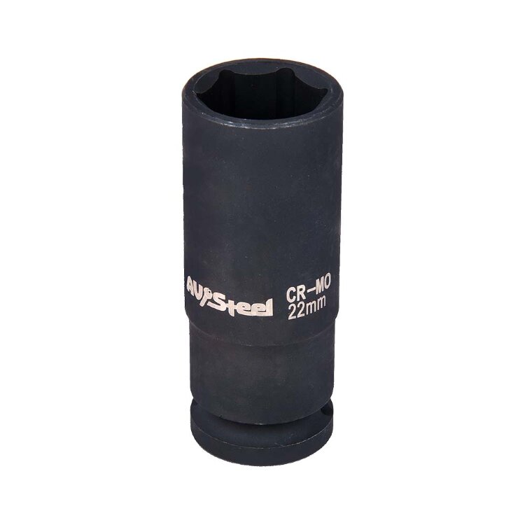 AV-720122. Головка ударная 1/2" 6-гр. 22мм удлиненная, AV Steel