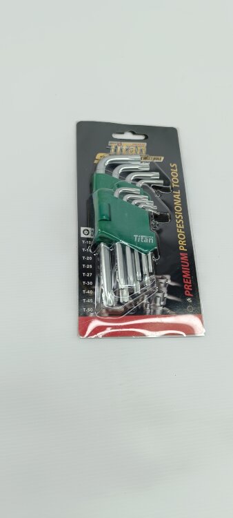 CT120903-1. Набор TITAN Premium 9шт TORX имбус (c отверстием) малый 120мм Т10H-Т50H