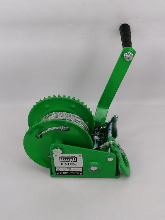 SZ073172. Лебедка ручная барабанная HITCH HW 500, 500кг, канат 10м