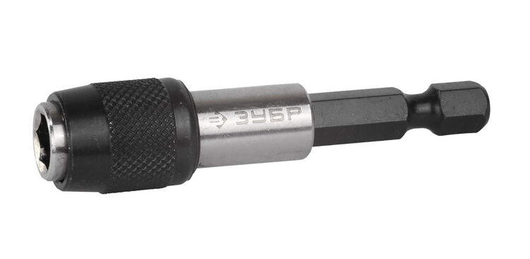 26715-60. Адаптер 1/4"F-1/4"F для бит, магнитный, 60мм, ЗУБР
