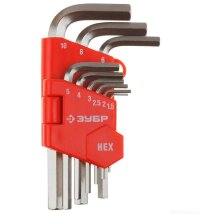 Ключи имбусовые Г-обр HEX (1.5-10мм) короткие,9шт,ЗУБР