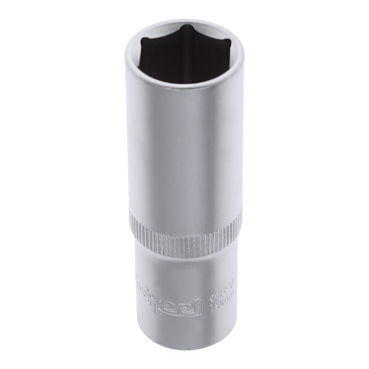 AV-520219. Головка торцевая 1/2" 19мм 6-гранная удлиненная, AV Steel