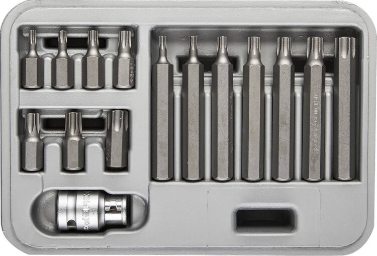 2651-H15_z01. Набор бит TORX "ЭКСПЕРТ" 15 предметов, пластиковый бокс, ЗУБР