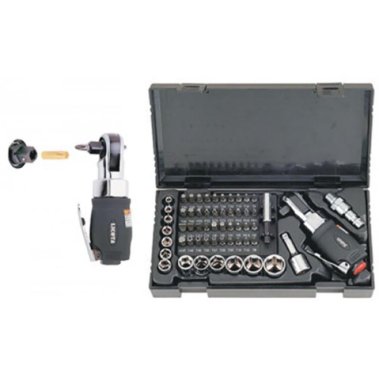PAB-03017-BK1. Пневмотрещотка 3/8" 27.1Нм  2в1 набор, LICOTA