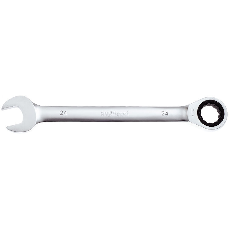 AV-315024. Ключ комбинированный трещоточный 24мм, AV Steel