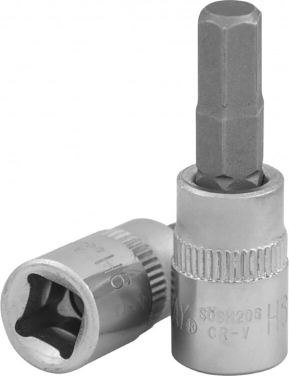S09H206. Головка 1/4" с битой НЕХ Н6, L=37мм, JONNESWAY