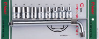 Набор головок 1/2" 8-21мм 6-гр.+ вороток L-обр. 260мм, 9пр., HANS