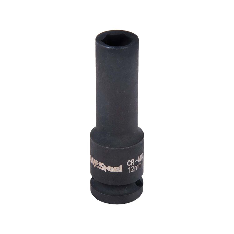 AV-720112. Головка ударная 1/2" 6-гр. 12мм удлиненная, AV Steel