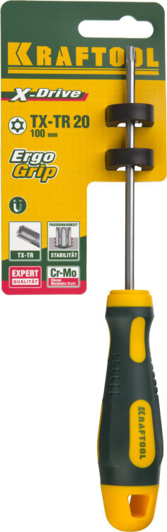 250077-20-100. Отвертка TORX Hole 20*100мм,  KRAFTOOL