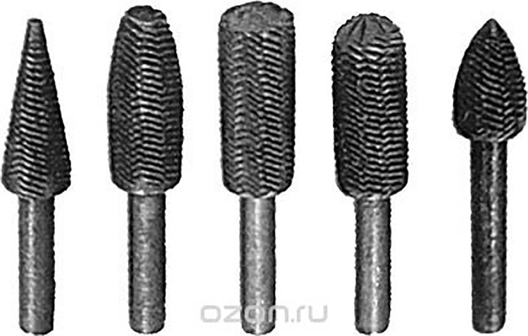 FIT36475. Шарошки метал д/фигур отвер п/металлу (5шт) хв.ф6мм